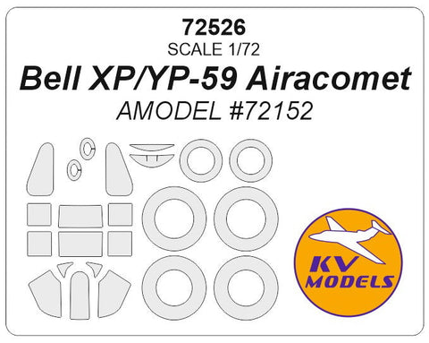 KVモデル 72526 1/72 ベル XP/YP-59 エアラコメット (Aモデル #72152) + ホイール キャノピーマスキングシート