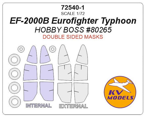 KVモデル 72540-1 1/72 EF-2000A/B ユーロファイター タイフーン (ホビーボス) - (内外両面) + ホイール キャノピーマスキングシート