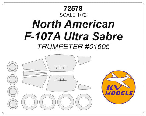 KVモデル 72579 1/72 ノースアメリカン F-107A ウルトラセイバー (トランぺッター) + ホイール キャノピーマスキングシート