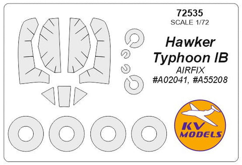 KVモデル 72589 1/72 ホーカー タイフーン IB / Mk.IB (エアフィックス #A02041, #A02041A, #A55208) + ホイール キャノピーマスキングシート