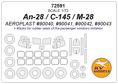 KVモデル 72591 1/72 An-28 / C-145 / M-28 (アエロプラスト) + ホイール キャノピーマスキングシート