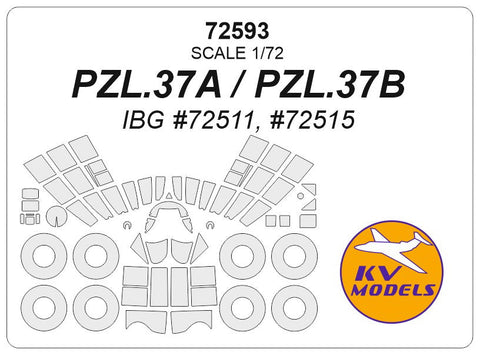 KVモデル 72593 1/72 PZL.37A/B (IBG #72511, #72515) + ホイール キャノピーマスキングシート