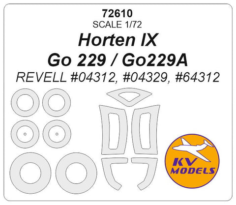 KVモデル 72610 1/72 Horten IX / Go 229 / Go229A (レベル) + ホイール キャノピーマスキングシート