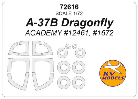 KVモデル 72616 1/72 A-37B ドラゴンフライ (アカデミー) + ホイール キャノピーマスキングシート