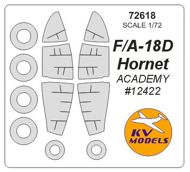 KVモデル 72618 1/72 F/A-18D ホーネット (アカデミー #12422) + ホイール キャノピーマスキングシート