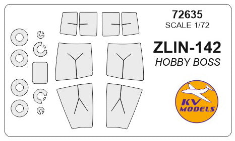 KVモデル 72635 1/72 Zlin-142 (ホビーボス #80282) + ホイール キャノピーマスキングシート