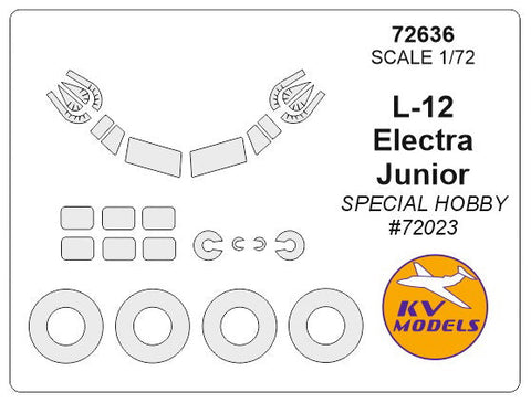 KVモデル 72636 1/72 L-12 エレクトラ・ジュニア (スペシャルホビー #72023) + ホイール キャノピーマスキングシート