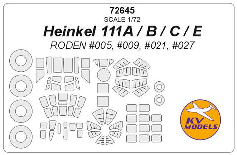 KVモデル 72645 1/72 ハインケル 111A / B / C / E (ローデン) + ホイール キャノピーマスキングシート
