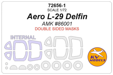 KVモデル 72656-1 1/72 L-29 デルフィン (AMK #86001) - (内外両面) + ホイール キャノピーマスキングシート