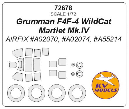 KVモデル 72678 1/72 グラマン F4F-4 ワイルドキャット / Martlet Mk.IV (エアフィックス) + ホイール キャノピーマスキングシート