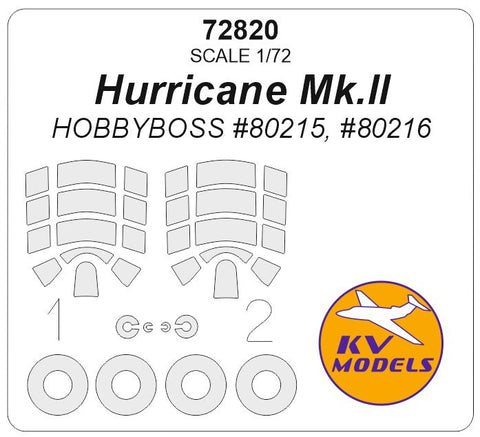 KVモデル 72820 1/72 ハリケーン Mk.II (ホビーボス) + ホイール キャノピーマスキングシート