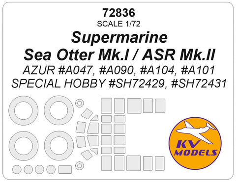 KVモデル 72836 1/72 スーパーマリン シーオッター Mk.I / ASR Mk.II (AZUR/スペシャルホビー) + ホイール キャノピーマスキングシート