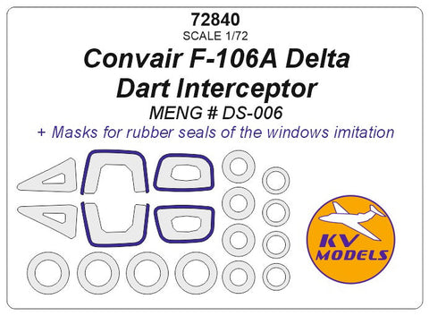 KVモデル 72840 1/72 コンベア F-106A デルタダートインターセプター (MENG) + ホイール キャノピーマスキングシート