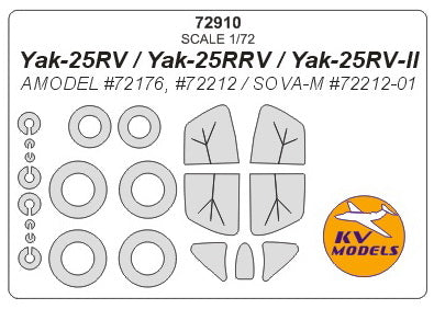 KVモデル 72910 1/72 Yak-25RV / Yak-25RRV / Yak-25RV-II (Aモデル/SOVA-M) + ホイール キャノピーマスキングシート