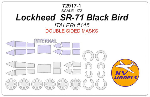 KVモデル 72917-1 1/72 ロッキード SR-71 ブラックバード (イタレリ #145) - (内外両面) + ホイール キャノピーマスキングシート