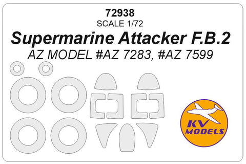 KVモデル 72938 1/72 スーパーマリン アタッカー F.B.2 (AZ MODEL #AZ 7283, #AZ 7599) + ホイール キャノピーマスキングシート