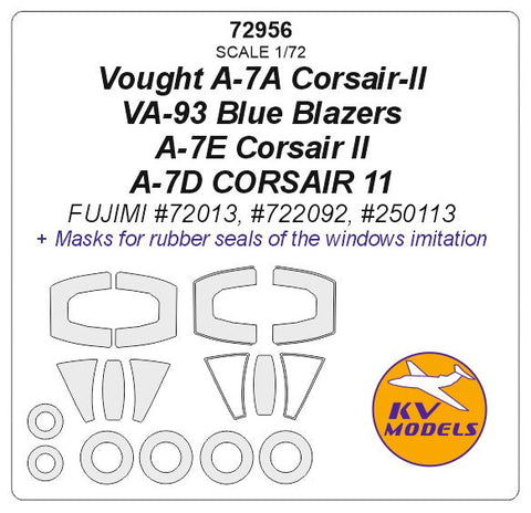 KVモデル 72956 1/72 ヴォート A-7A コルセア-II VA-93 ブルーブレザーズ / A-7E コルセア II / A-7D コルセア 11 (フジミ) + ホイール キャノピーマスキングシート