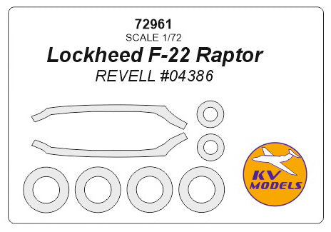 KVモデル 72961 1/72 ロッキード F-22 ラプター (レベル) + ホイール キャノピーマスキングシート
