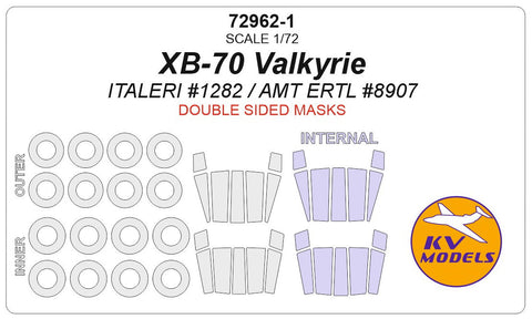 KVモデル 72962-1 1/72 XB-70 ヴァルキリー (イタレリ/AMT ERTL) - 内外両面 + ホイール キャノピーマスキングシート