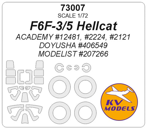 KVモデル 73007 1/72 F6F-3/5 ヘルキャット (アカデミー #12481等 / 童友社 #406549 / モデリスト #207266) + ホイールマスク (アカデミー/童友社/モデリスト用)