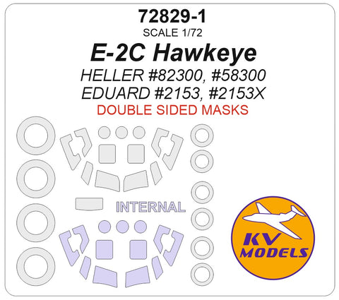 KVモデル 73012-1 1/72 E-2C ホークアイ (ヘラー #82300等 / エデュアルド #2153等) - (両面) + ホイールマスク (ヘラー / エデュアルド用)