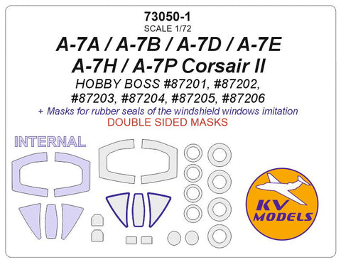 KVモデル 73050-1 1/72 A-7A / A-7B / A-7D / A-7E / A-7H / A-7P コルセア II (ホビーボス) - (内外両面) + ホイール キャノピーマスキングシート