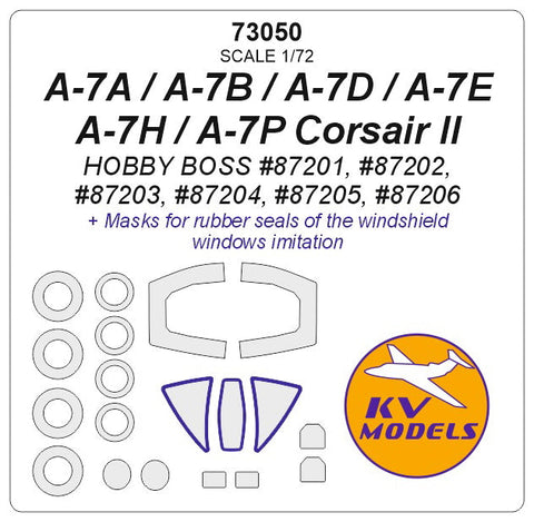 KVモデル 73050 1/72 A-7A / A-7B / A-7D / A-7E / A-7H / A-7P コルセア II (ホビーボス) + ホイール キャノピーマスキングシート