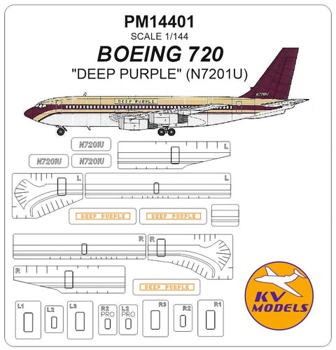 KVモデル PM14401 1/144 ボーイング 720 "ディープパープル" (N7201U)