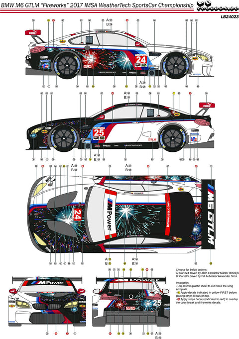LBプロダクション 24023 1/24 BMW M6 GTLM "ファイアワークス" IMSA ウェザーテック スポーツカー チャンピオンシップ 2017
