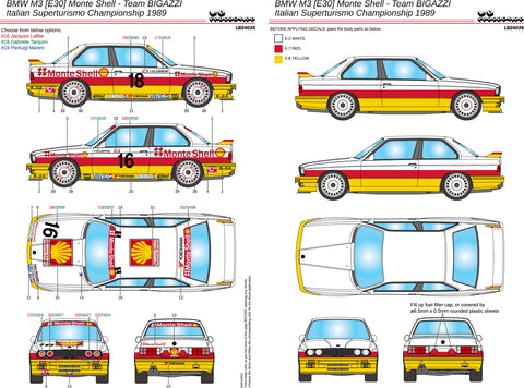 LBプロダクション 24035 1/24 BMW M3 (E30) モンテシェル - チームBIGAZZI - イタリアン スーパーツーリスモ チャンピオンシップ 1989