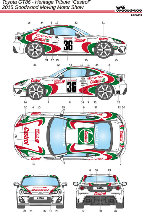 LBプロダクション 24040 1/24 トヨタ GT86 ハリテージ・トリビュート "カストロール" グッドウッド ムービングモーターショー 2015
