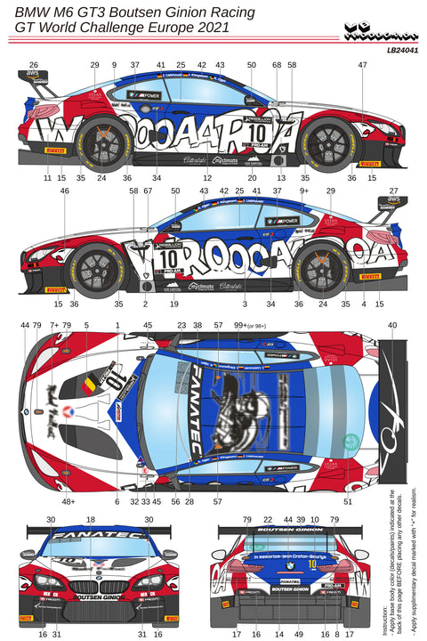 LBプロダクション 24041 1/24 BMW M6 GT3 ブーセンギニオンレーシング - GTワールドチャレンジ ヨーロッパ 2021