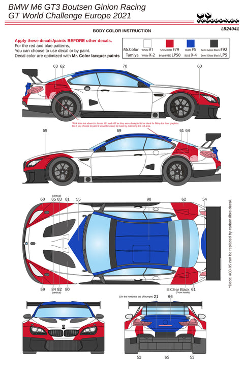 LBプロダクション 24041 1/24 BMW M6 GT3 ブーセンギニオンレーシング - GTワールドチャレンジ ヨーロッパ 2021