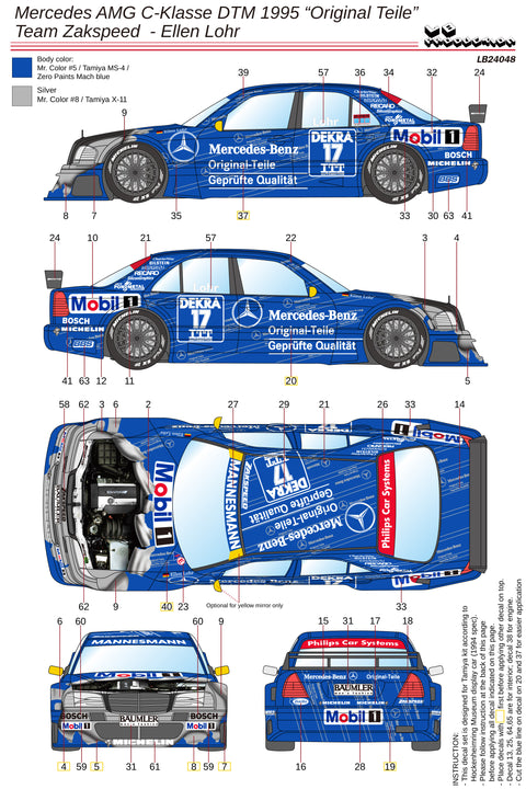 LBプロダクション 24048 1/24 メルセデスAMG Cクラス DTM 1995 チームザクスピード ''純正部品'' – エレン・ローア