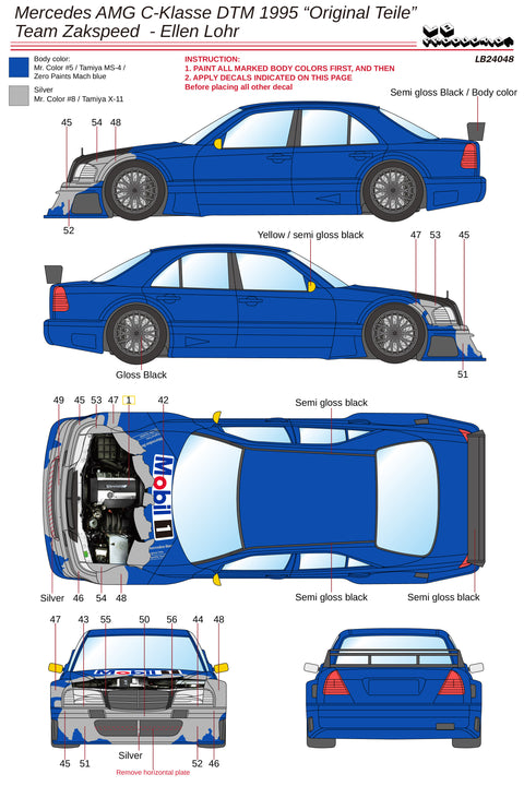 LBプロダクション 24048 1/24 メルセデスAMG Cクラス DTM 1995 チームザクスピード ''純正部品'' – エレン・ローア