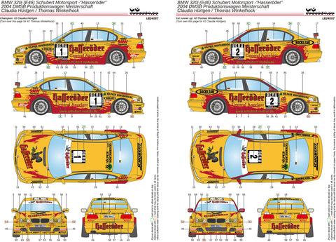 LBプロダクション 24057 1/24 BMW 320i (E46) シューベルトモータースポーツ “ハッセレーダー” DMSB Produktionswagen Meisterschaft 2004 - Hürtgen / Winkelhock