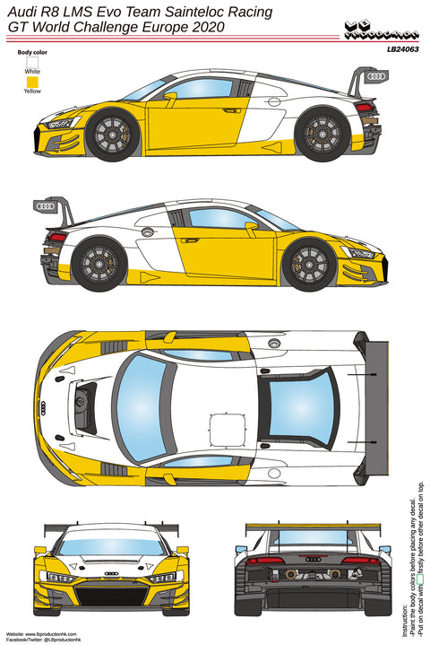 LBプロダクション 24063 1/24 アウディ R8 LMS Evo チームサンテロック・レーシング- GTワールドチャレンジ ヨーロッパ 2020