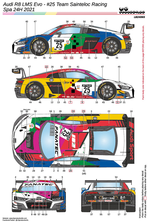LBプロダクション 24065 1/24 アウディ R8 LMS Evo #25 チームサンテロック・レーシング- スパ24時間 2021
