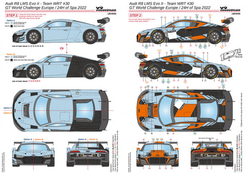 LBプロダクション 24066 1/24 アウディ R8 LMS Evo II - チームWRT #30 - GTワールドチャレンジ ヨーロッパ/スパ24時間 2022