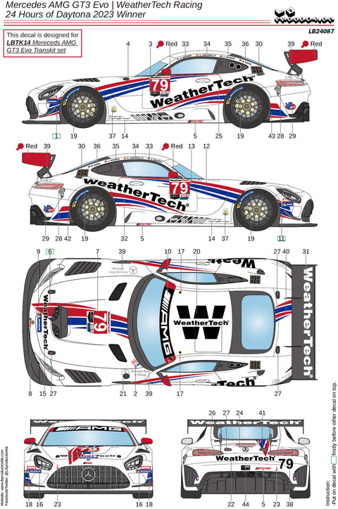 LBプロダクション 24087 1/24 メルセデスAMG GT3 Evo ウェザーテックレーシング - デイトナ24時間 2023 優勝
