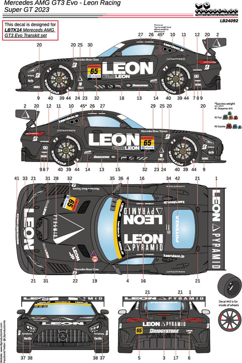 LBプロダクション 24092 1/24 メルセデスAMG GT3 Evo レオンレーシング - スーパーGT 2023