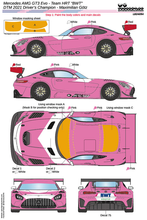 LBプロダクション 24094 1/24 メルセデスAMG GT3 Evo "BWT" チームHRT - DTM 2021 ドライバーチャンピオン - Maximilian Gotz
