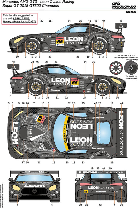 LBプロダクション 24102 1/24 メルセデスAMG GT3 - レオンCVSTOS AMG - スーパーGT 2018 シリーズGT300 チャンピオン
