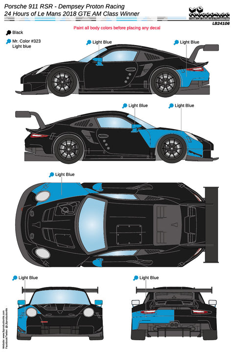 LBプロダクション 24106 1/24 ポルシェ 911 RSR - デンプシー・プロトン・レーシング -ル・マン24時間 2018 GTE AMクラス 優勝
