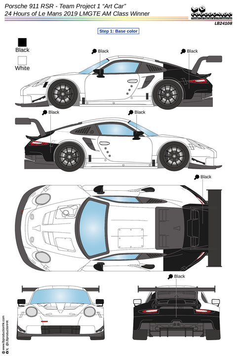 LBプロダクション 24108 1/24 ポルシェ 911 RSR - チームプロジェクト1 "アートカー" - ル・マン24時間 2019 LMGTE AMクラス 優勝