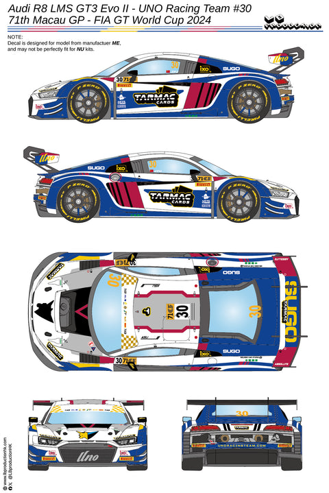 LBプロダクション 24110 1/24 アウディ R8 LMS GT3 Evo II - ウノレーシングチーム #10 - 第71回マカオG.P GTワールドカップ 2024