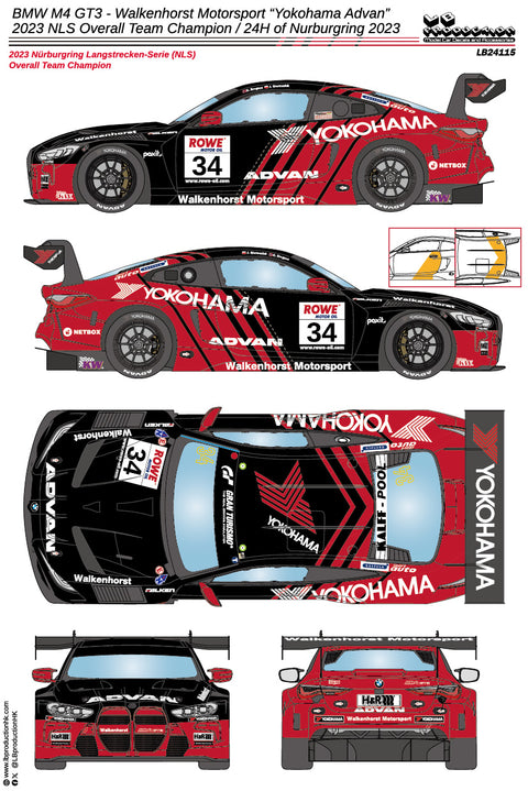LBプロダクション 24115 1/24 BMW M4 GT3 - ワーケンホルスト・モータースポーツ "ヨコハマアドバン" - 2023 NLS Overall Team Champion / 24H of Nurburgring 2023