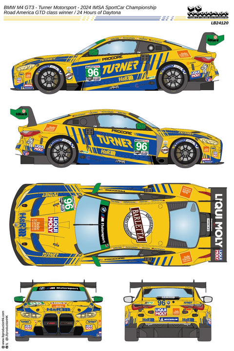 LBプロダクション 24120 1/24 BMW M4 GT3 - ターナーモータースポーツ - 2024 IMSAスポーツカー選手権 - ロードアメリカGTDクラス 優勝 / デイトナ24時間