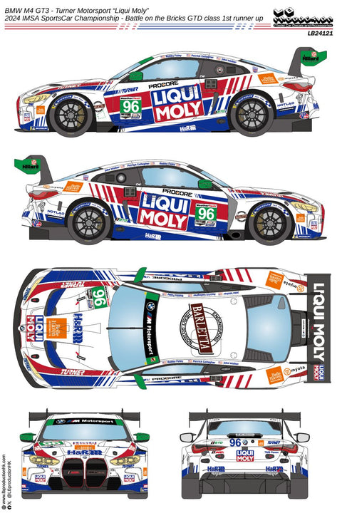 LBプロダクション 24121 1/24 BMW M4 GT3 - ターナーモータースポーツ “リキモリ” - 2024 IMSAスポーツカー選手権 - Battle on the Bricks GTDクラス 1st runner up