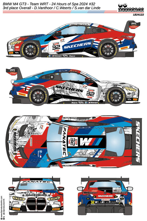 LBプロダクション 24122 1/24 BMW M4 GT3 - チームWRT - スパ24時間 2024 #32 3rd place Overall - D.Vanthoor / C.Weerts / S.van dar Linde